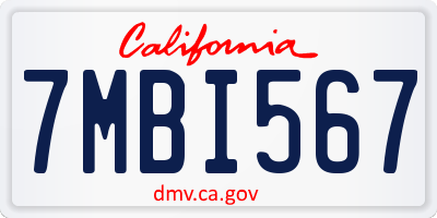 CA license plate 7MBI567