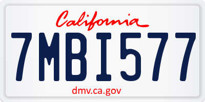 CA license plate 7MBI577