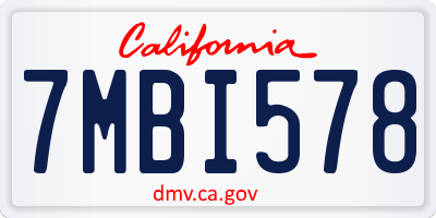 CA license plate 7MBI578
