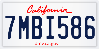 CA license plate 7MBI586