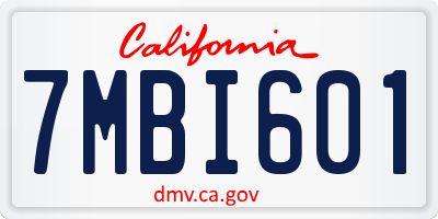 CA license plate 7MBI601