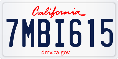 CA license plate 7MBI615