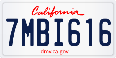 CA license plate 7MBI616