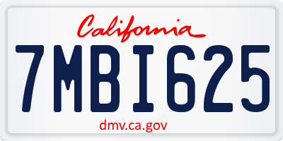 CA license plate 7MBI625