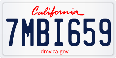CA license plate 7MBI659