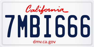 CA license plate 7MBI666