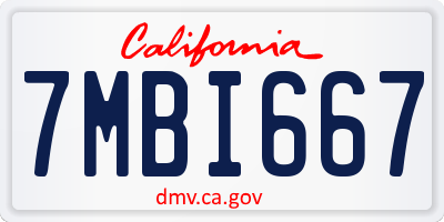 CA license plate 7MBI667
