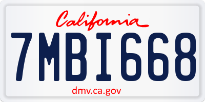 CA license plate 7MBI668