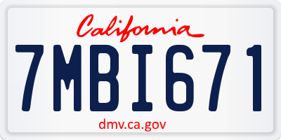 CA license plate 7MBI671