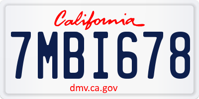 CA license plate 7MBI678