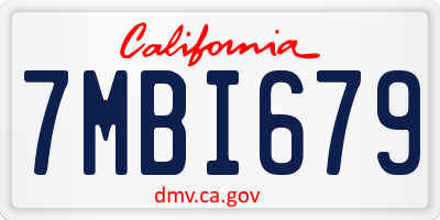 CA license plate 7MBI679