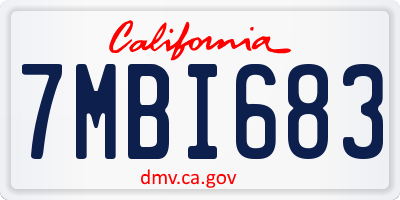 CA license plate 7MBI683
