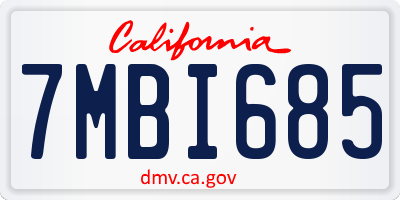 CA license plate 7MBI685