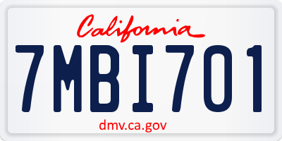 CA license plate 7MBI701