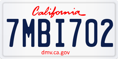 CA license plate 7MBI702