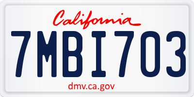 CA license plate 7MBI703
