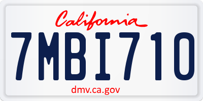 CA license plate 7MBI710