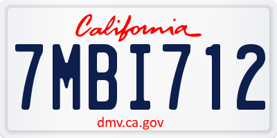 CA license plate 7MBI712