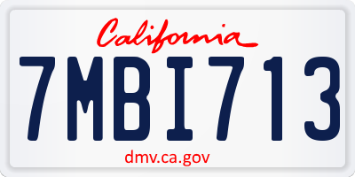 CA license plate 7MBI713