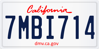 CA license plate 7MBI714