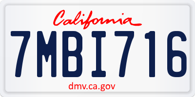 CA license plate 7MBI716