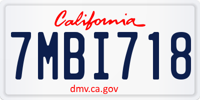CA license plate 7MBI718