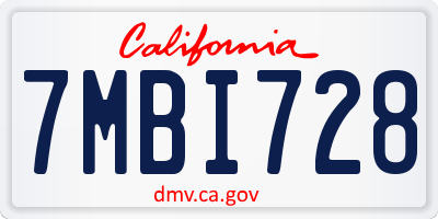 CA license plate 7MBI728