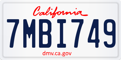 CA license plate 7MBI749