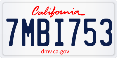 CA license plate 7MBI753