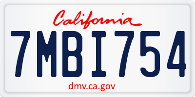 CA license plate 7MBI754