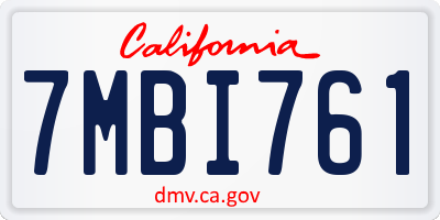 CA license plate 7MBI761