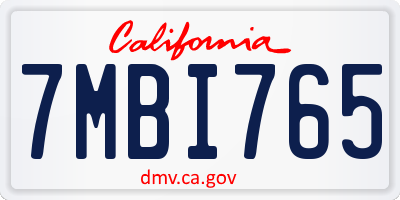 CA license plate 7MBI765