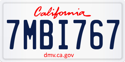 CA license plate 7MBI767