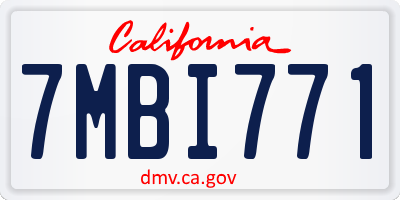 CA license plate 7MBI771
