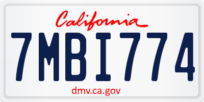 CA license plate 7MBI774