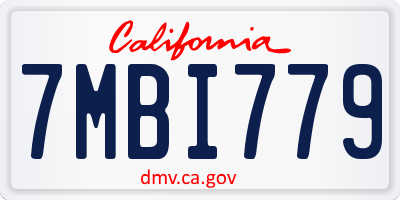 CA license plate 7MBI779