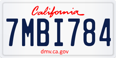 CA license plate 7MBI784