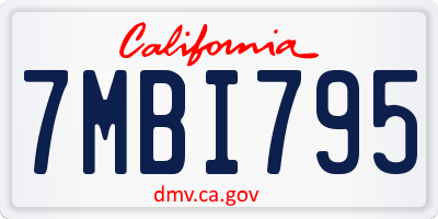 CA license plate 7MBI795