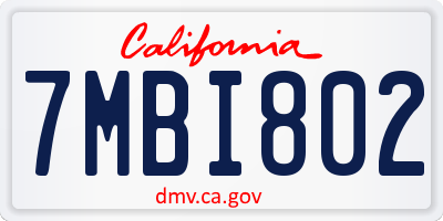 CA license plate 7MBI802