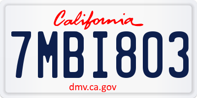 CA license plate 7MBI803