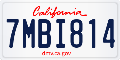 CA license plate 7MBI814
