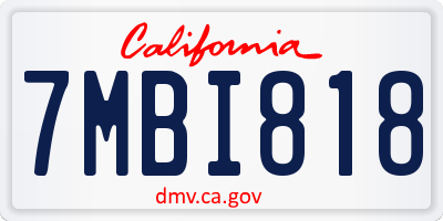 CA license plate 7MBI818