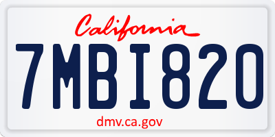 CA license plate 7MBI820