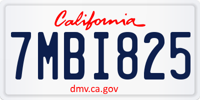 CA license plate 7MBI825