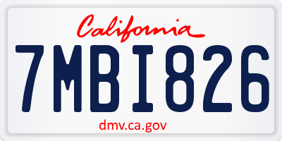 CA license plate 7MBI826