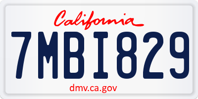 CA license plate 7MBI829