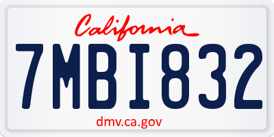 CA license plate 7MBI832