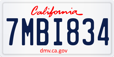CA license plate 7MBI834