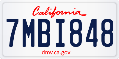 CA license plate 7MBI848