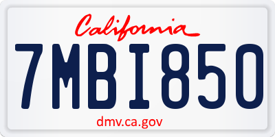 CA license plate 7MBI850